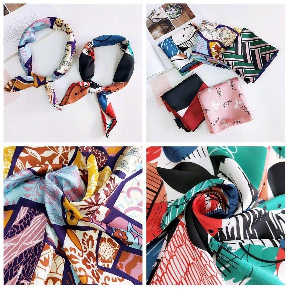 Khăn Choàng Cổ Hình Vuông Cỡ Nhỏ Phong Cách Vintage Thanh Lịch Thời Trang Kat1