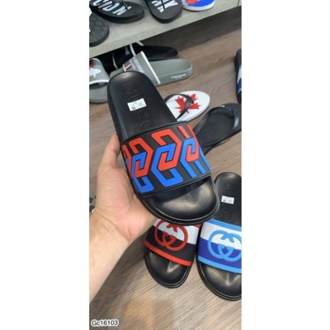 Dép Lê GC Nam In Logo Vân Xanh Đỏ Siêu Hot - Dép Quai Ngang Nam GC Siêu Chất