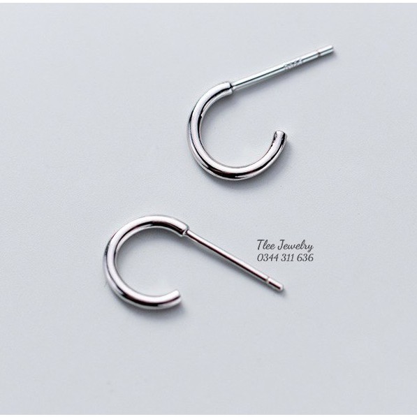 Khuyên tai bạc TLEE móc dáng tròn chốt thẳng basic bạc 925 cao cấp TleeJewelry B0301
