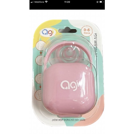Ti ngậm silicone Agi cho bé 0-6 tháng tặng kèm hộp đựng và dây đeo