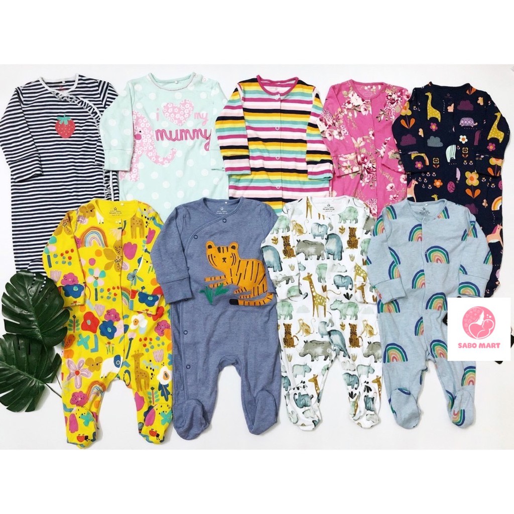 Body Sleepsuit, Body Dài Cotton Liền Thân Cho Bé Sơ Sinh Size Newborn