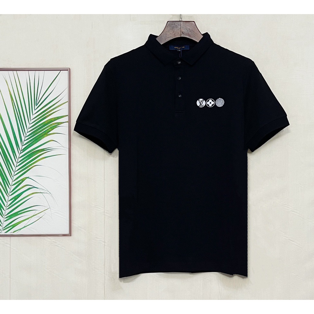 Áo thun polo cotton tay ngắn thêu logo L0uis Vu1tt 2021