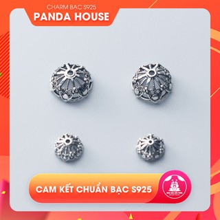 Charm bạc s925 chụp hạt, bọc hạt họa tiết hoa văn - Panda House