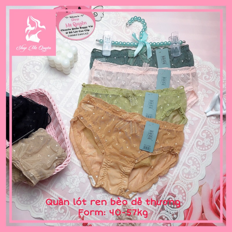 Quần lót ren lưới công chúa- kèm nơ dễ thương, phối viền bèo gợi cảm