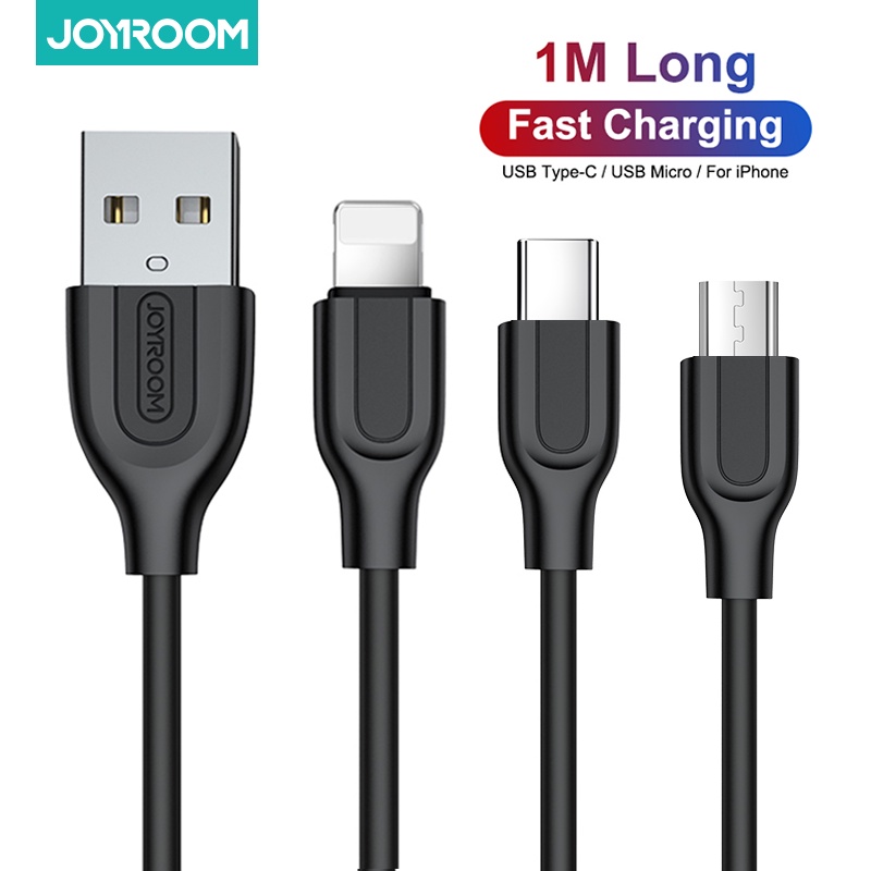 Dây cáp sạc nhanh Joyroom giao diện type C / Micro Usb / Lightning dành cho Iphone / Samsung / Huawei / Xiaomi