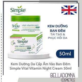 Kem Dưỡng Ẩm Cho Da Vào Ban Đêm Simple Kind To Skin Vital Vitamin Night Cream 50ml
