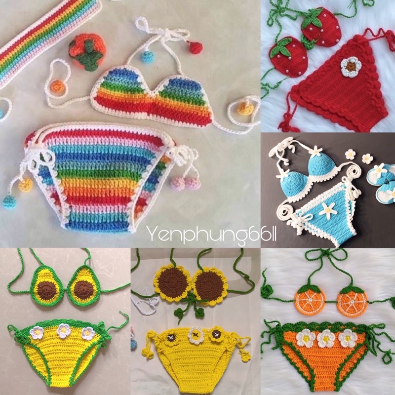 Bikini handmade cho bé Bikini len cho bé