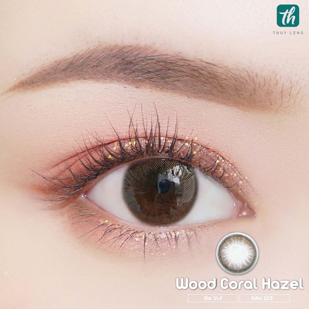 Kính áp tròng Hàn Quốc chính hãng Wood Coral Hazel – Lens cận màu nâu giãn nhẹ