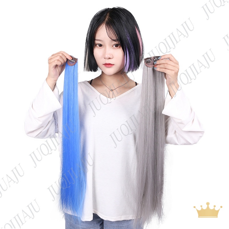 Bộ tóc giả 55cm cho phụ nữ tóc mái tạm thời nhiều màu Kẹp tóc tổng hợp một miếng vá tóc giả