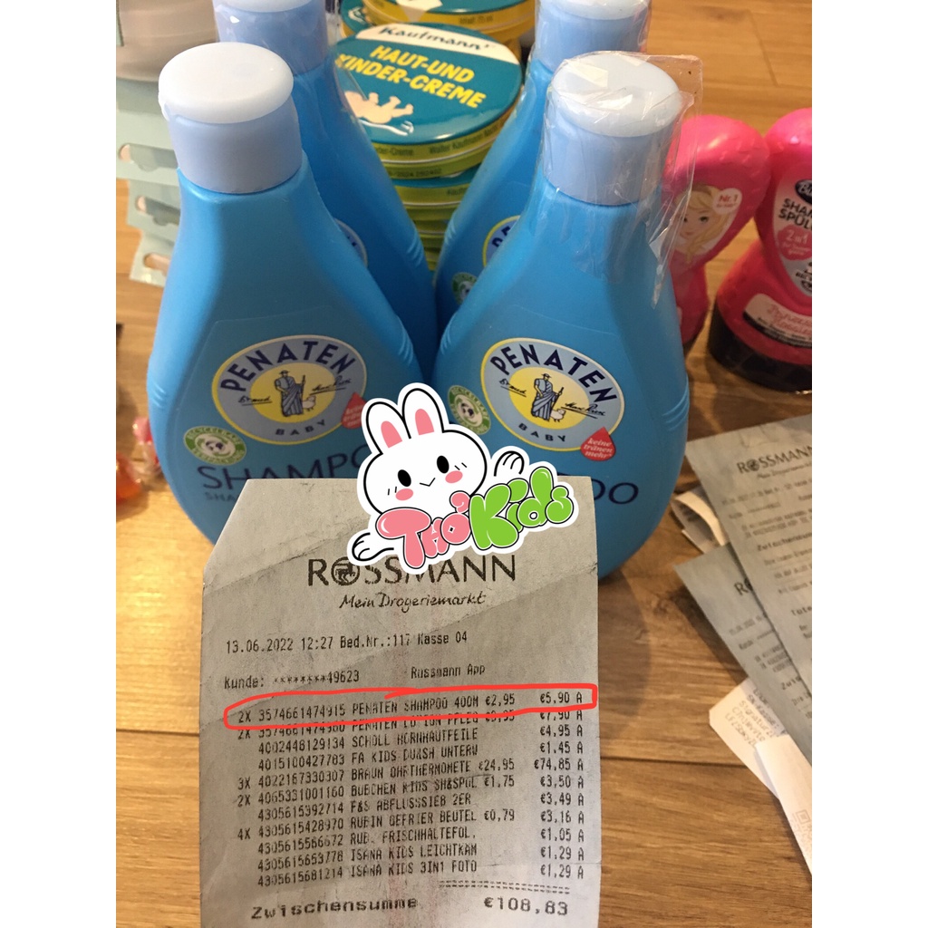 Dầu Gội Và Sữa Tắm Penaten 400ml - Hàng Nội Địa Đức, Có Bill