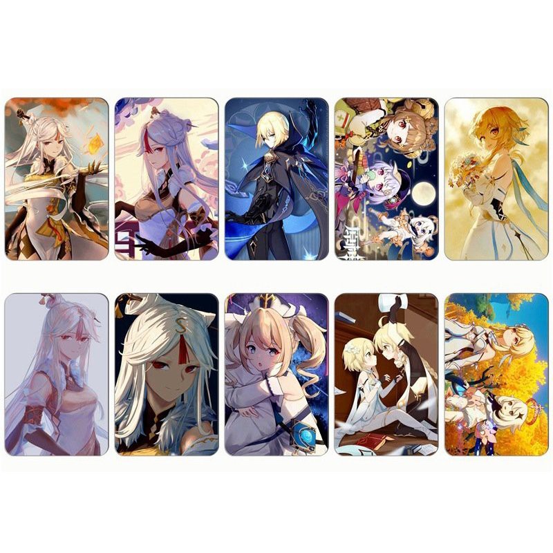 Set 10 ảnh dán in hình GENSHIN IMPACT tấm sticker trang trí nhãn dán anime chibi game xinh xắn độc đáo
