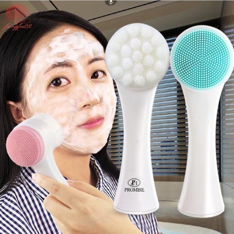 Cọ rửa mặt Massage làm sạch da 3D bằng Silicone rung hai mặt