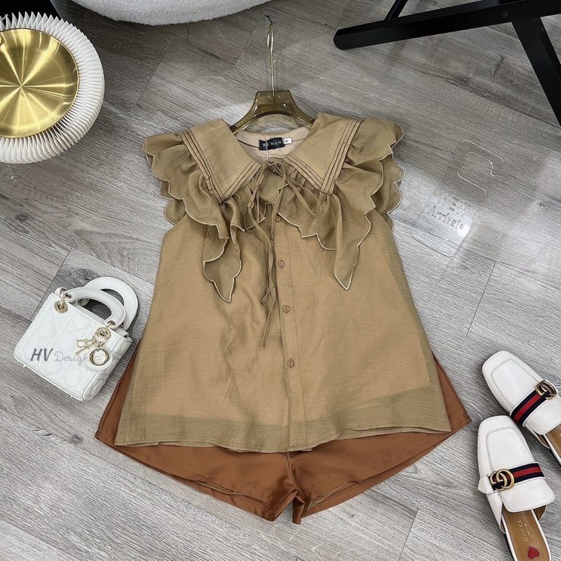 Bộ cổ bèo ba lỗ + quần sooc tacta