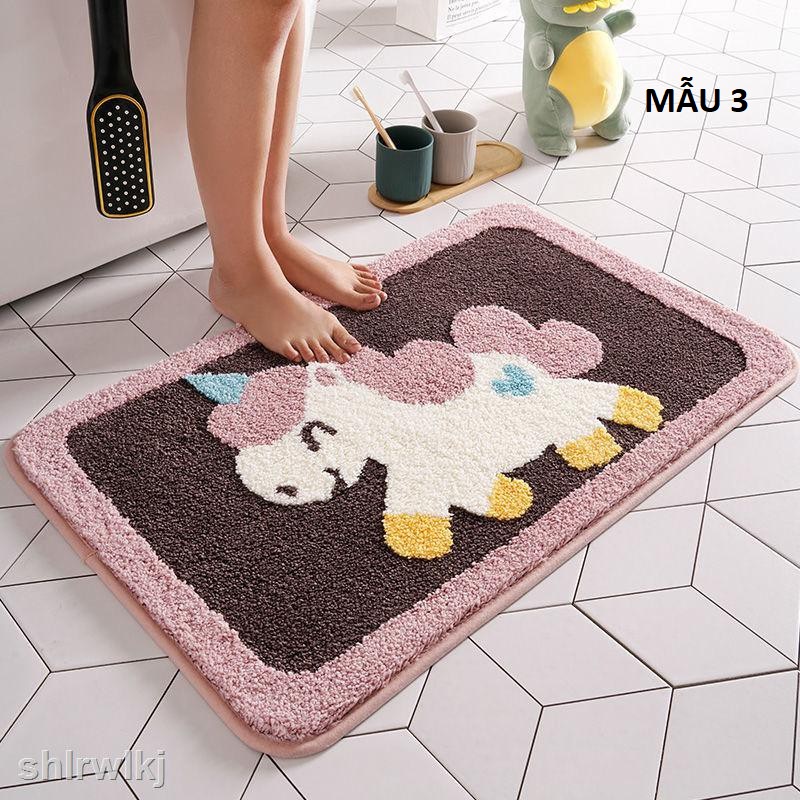 Thảm lau chùi chân siêu thấm hút nước nhà tắm cửa ra vào chống trơn trượt cotton mềm cute dễ thương 40x60cm