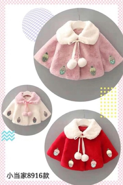 Áo choàng lông cao cấp quảng châu cho bé gái 8-18kg