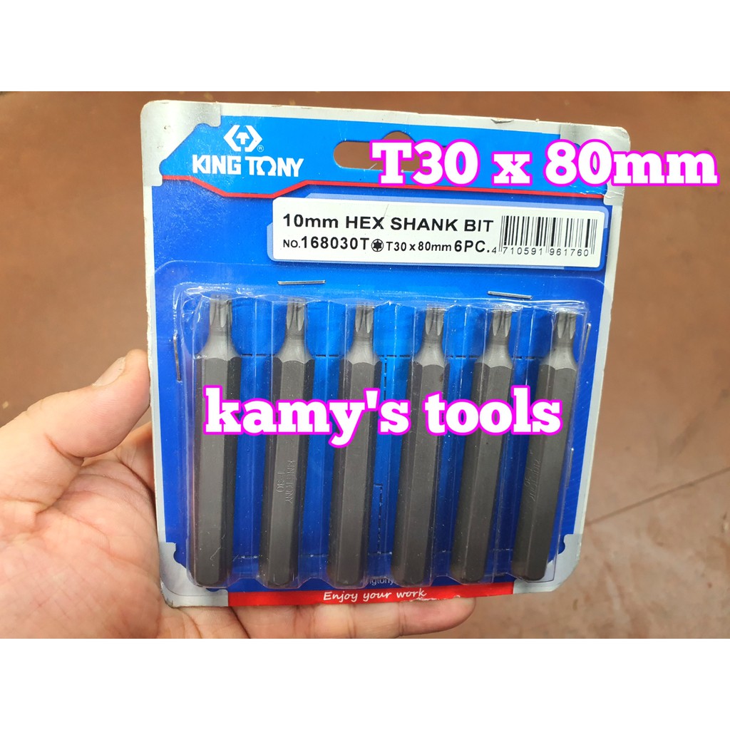 Mũi vít đóng đầu hoa thị bông 6 cạnh Kingtony T 168020, 168025, 168027, 168030, 168040, 168045, 168050, 168055 dài 80mm
