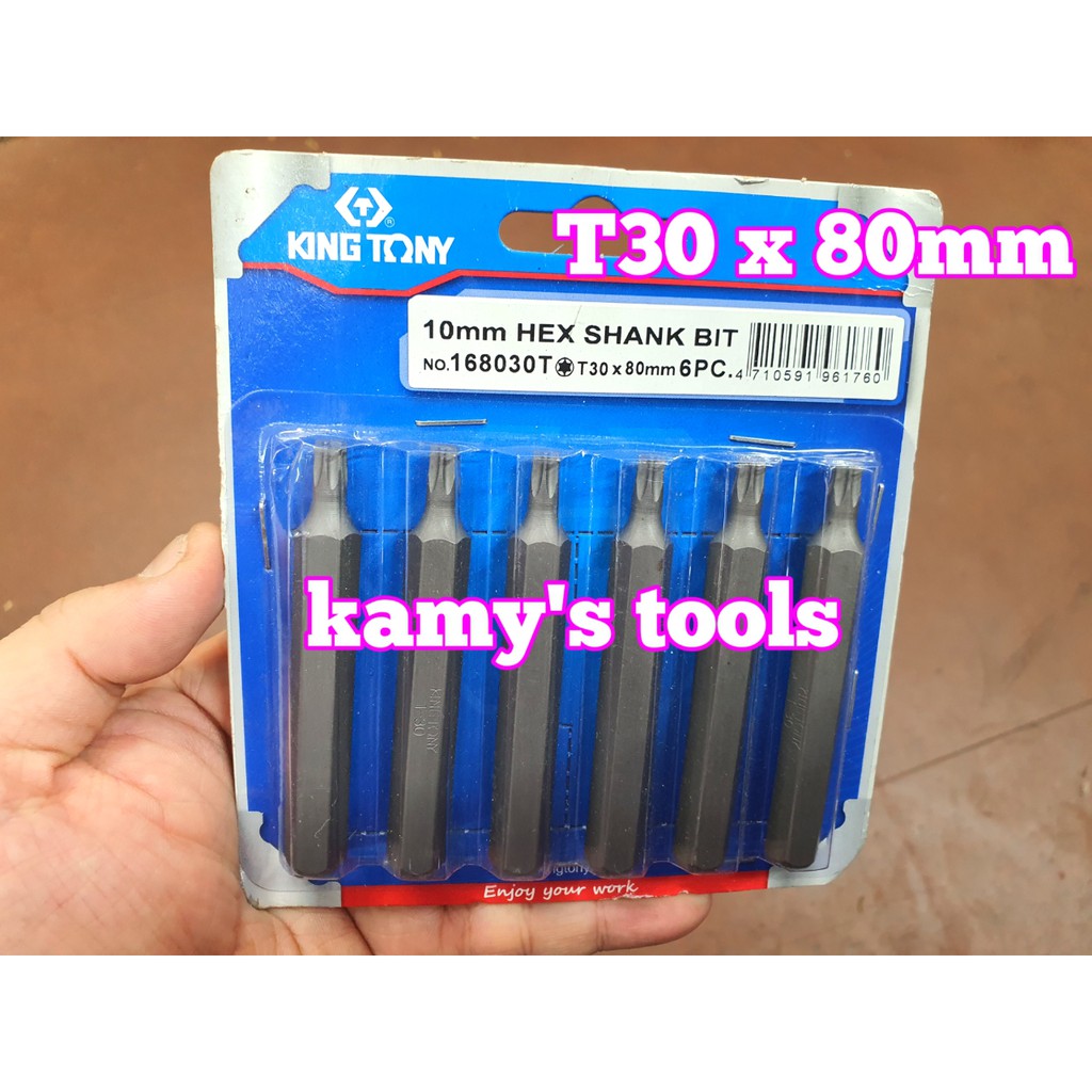 Mũi vít đóng đầu hoa thị bông 6 cạnh Kingtony T30 dài 80mm T168030T