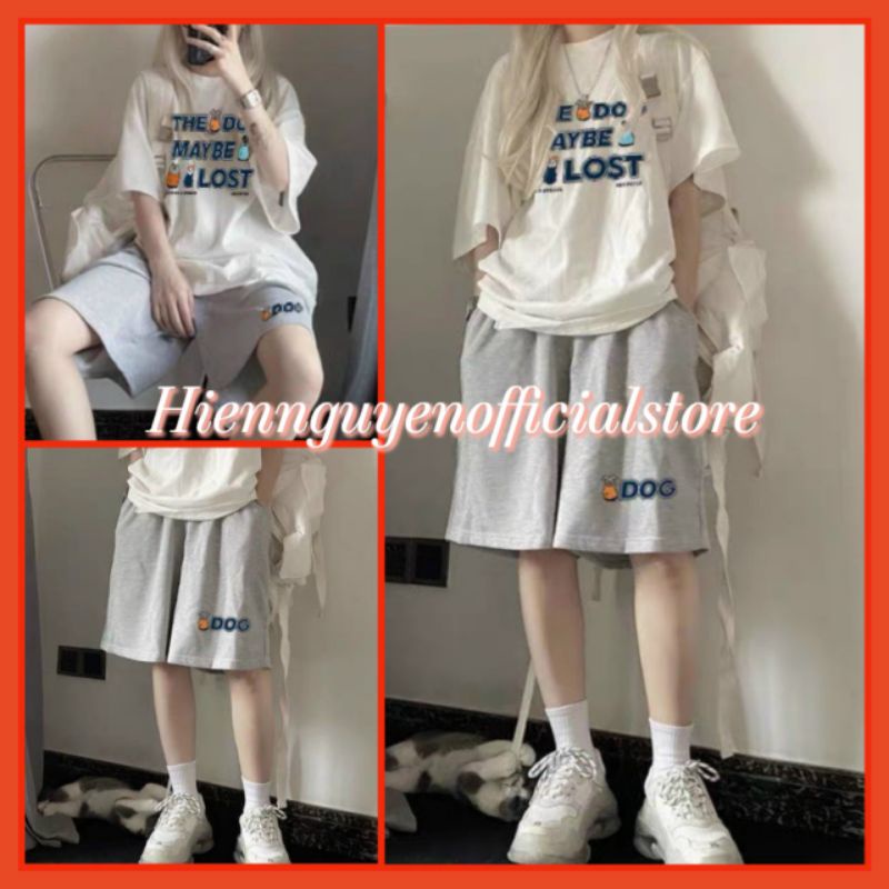 Bộ Thun Cộc Tay MAYBE Nữ[ FREESHIP ]Set đồ mặc hè form rộng, quần short xám in hình cute