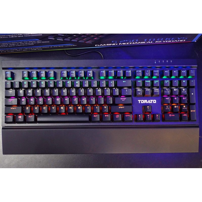 BÀN PHÍM CƠ TOMATO S250 LED RAINBOW CÓ KÊ TAY ĐI KÈM | BigBuy360 - bigbuy360.vn