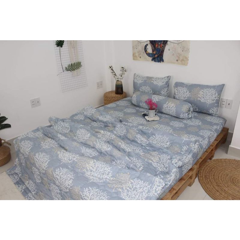 (ảnh thật) bộ drap cotton cao cấp Thắng Lợi, ga giường 4 món (chuẩn logo CTY) SAN HÔ XÁM