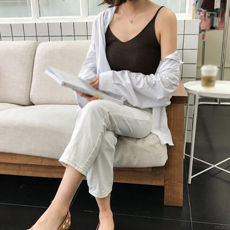 Áo Tank Top cổ chữ U không tay kiểu dáng retro | BigBuy360 - bigbuy360.vn