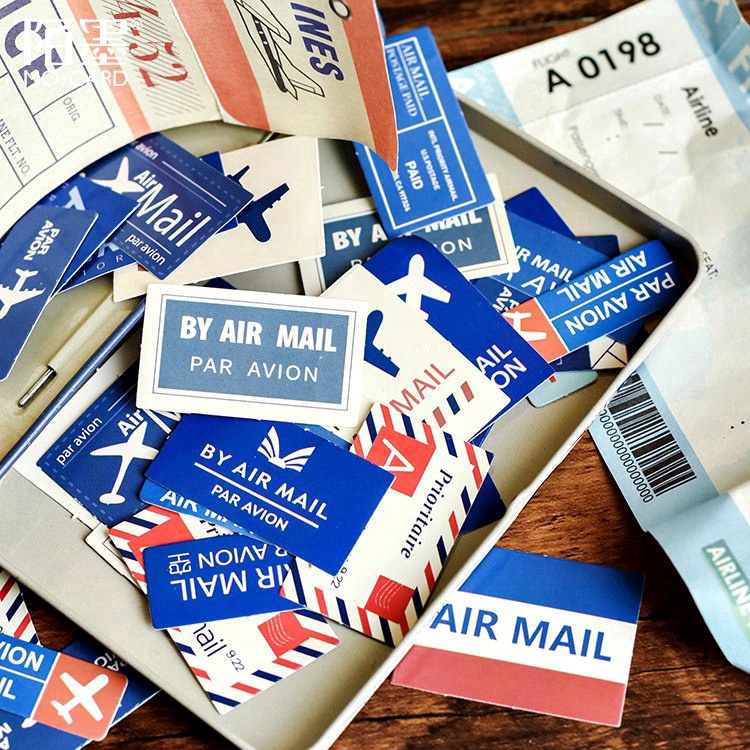 Bộ 45 sticker dán trang trí scrapbook/nhật ký thủ công phong cách Air Mall - S69