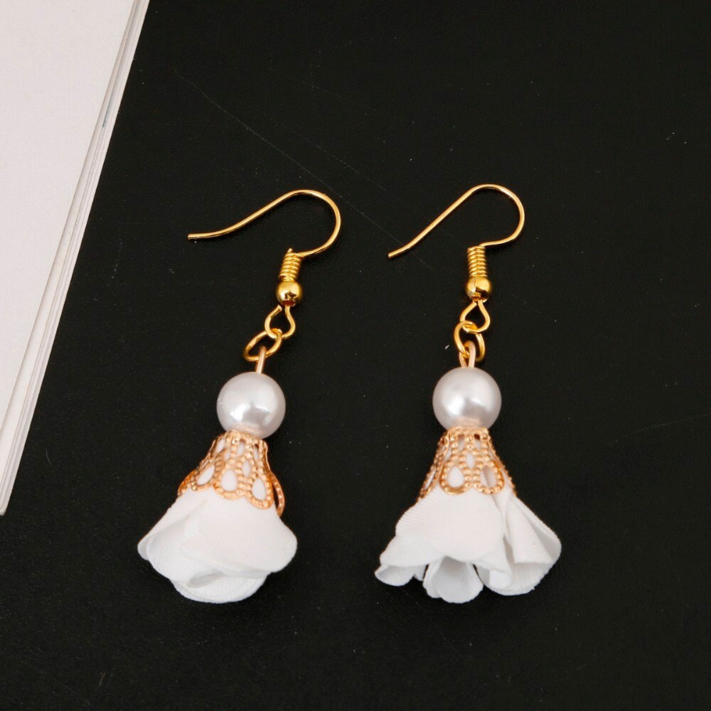 Set 10 mặt charm ngọc trai cánh hoa lụa satin 30mm làm trang sức DIY / trang trí điện thoại