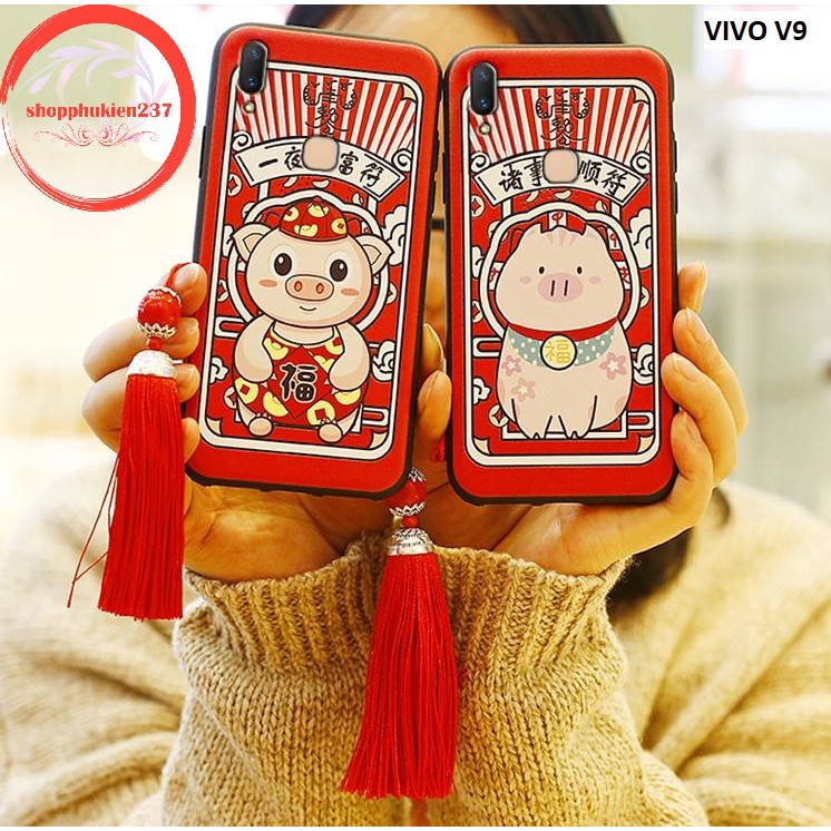 [Freeship toàn quốc từ 50k] ỐP TẾT VIVO V5 , V7 , V9 ỐP LƯNG DẺO HÌNH CHÚ HEO KÈM LỤC LẠC