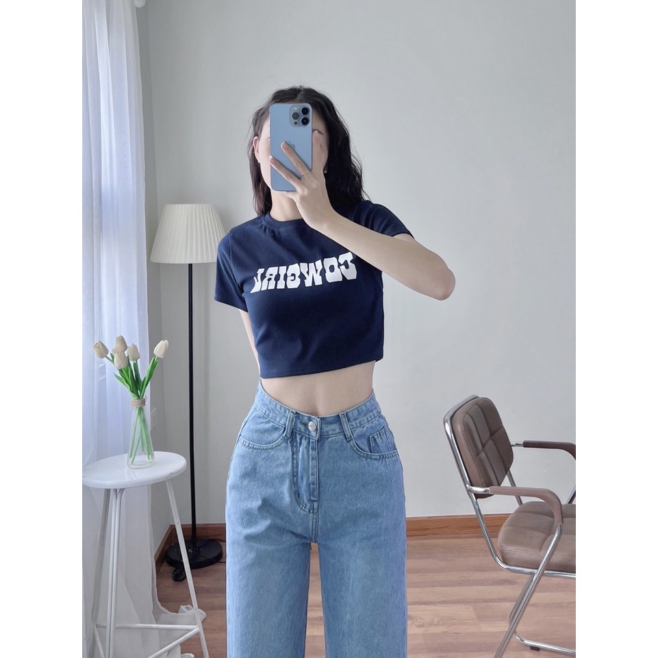 🤍Áo in croptop thun cotton 4 chiều ,3 màu cho phái nữ [ video-ảnh thật ] PHUONGSHOP1812