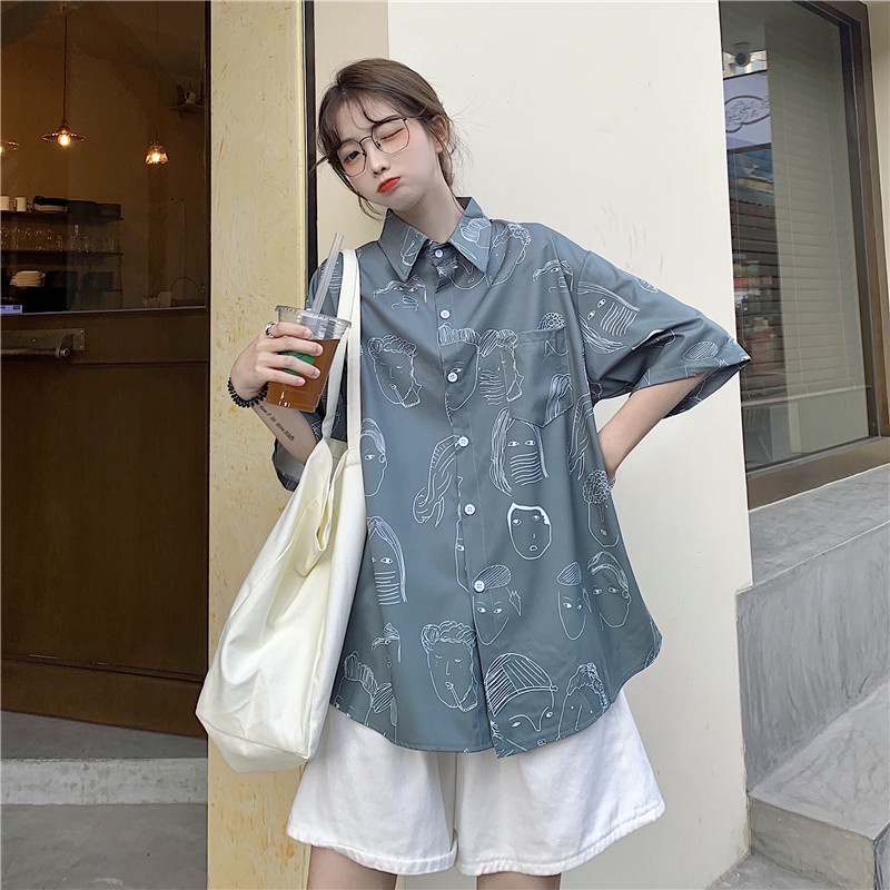 NRVP Áo Sơ Mi Dáng Rộng Thời Trang Hàn Quốc Cá Tính Cho Nữ