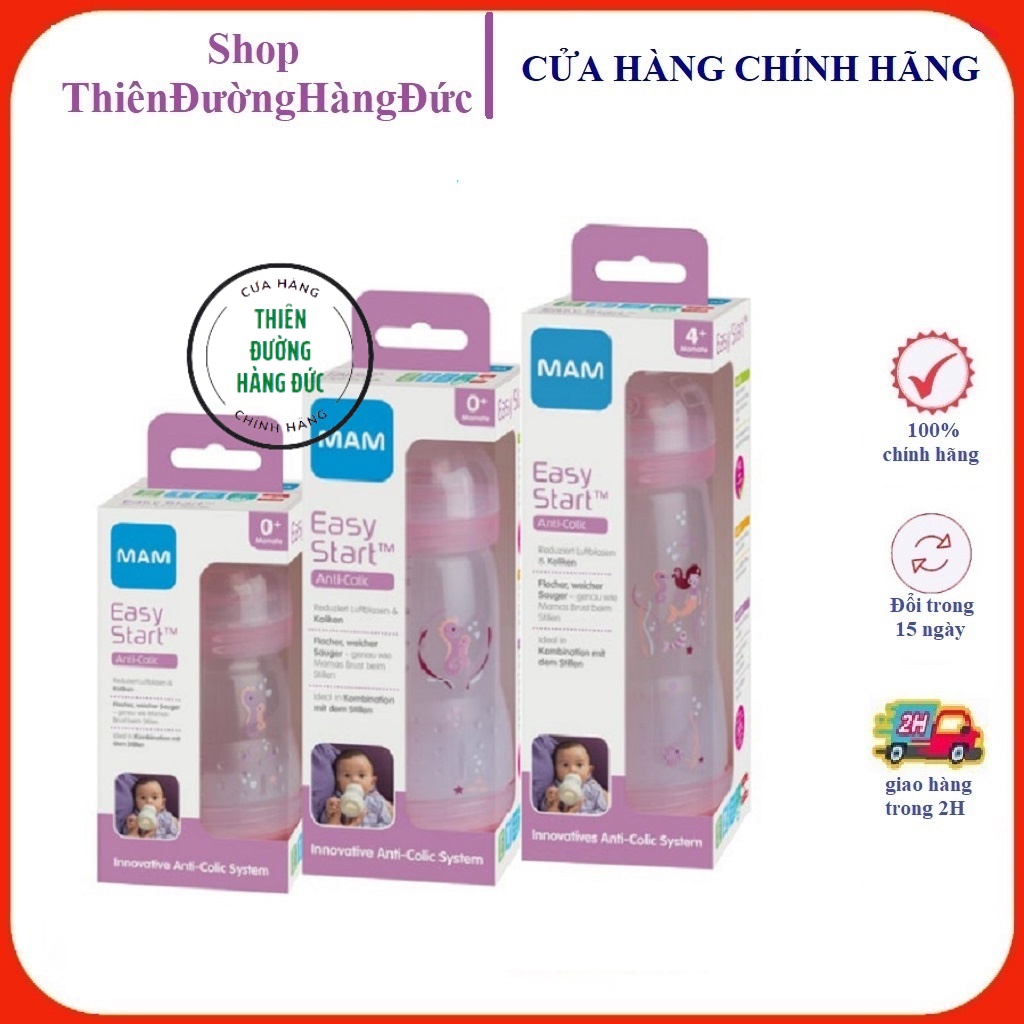 Bình sữa chống đầy hơi Mam Đức 160ml &amp; 260ml &amp; 320ml