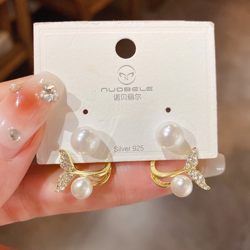 Bông Tai Mạ Bạc 2022 Hình Đuôi Cá Đính Ngọc Trai Phong Cách Baroque Thời Trang Dễ Phối Đồ