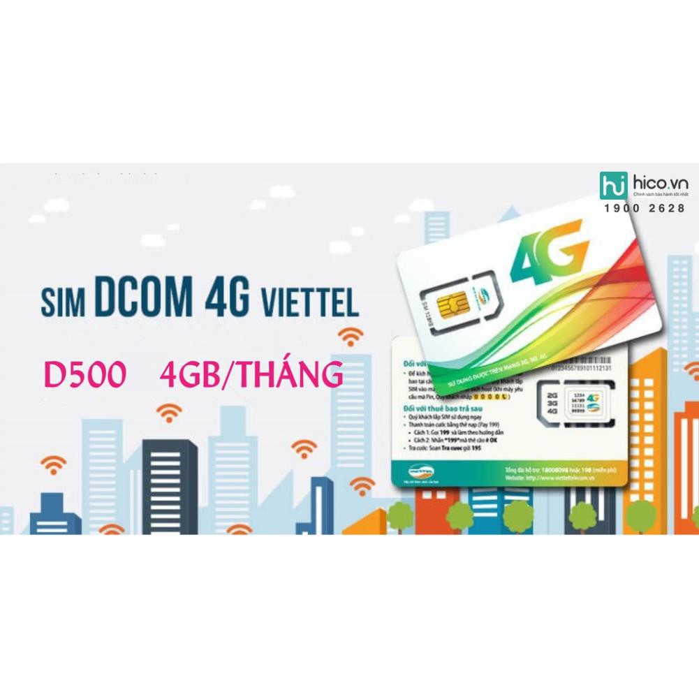 SIM 3G 4G VIETTEL D500 TRỌN GÓI 12 THÁNG KHÔNG CẦN NẠP TIỀN GIÁ CỰC RẺ - TẶNG BÚT CẢM ỨNG THÔNG MINH