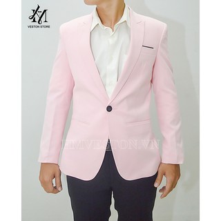 Áo vest nam màu hồng pastel ôm body