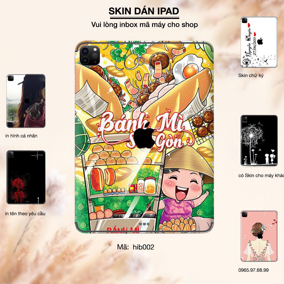 Skin dán iPad in hình Bánh mỳ Sài Gòn - Chib002 (inbox mã máy cho Shop)