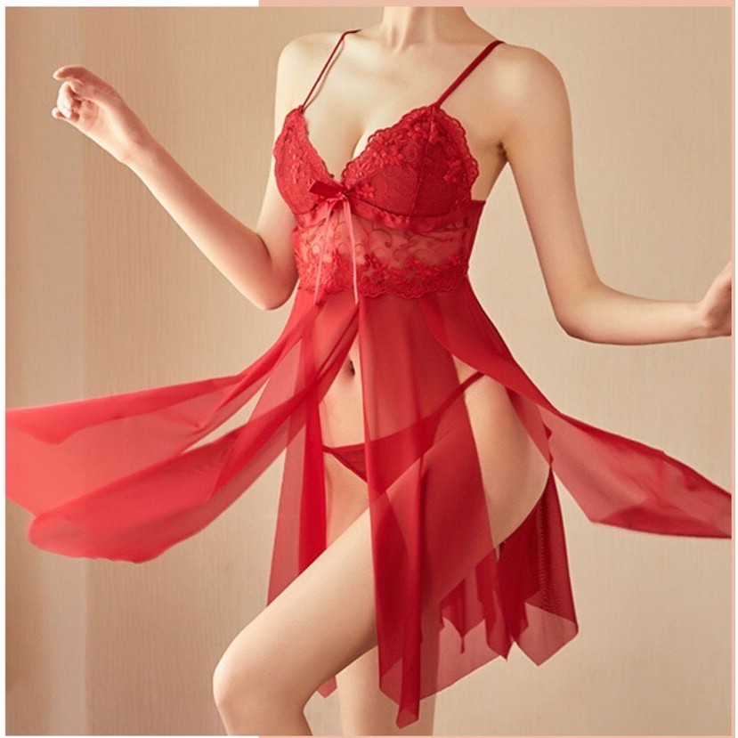 Váy ngủ 2 DÂY SEXY XẺ TÀ gợi cảm quyến rũ 40-55kg, đầm ngủ gợi cảm kèm chip xinh xắn