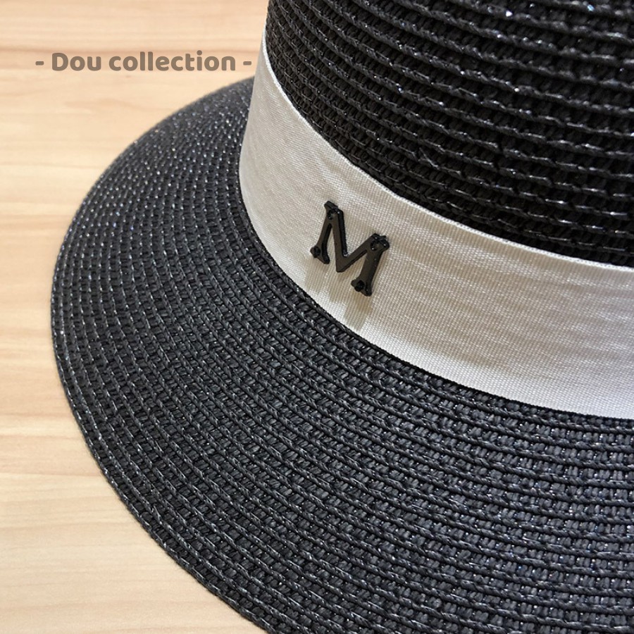 [NowShip2h] Nón Cói (Mũ Cói) Vành Nhỏ Phối Dây Đính Chữ ''M'' Đi Biển Phong Cách Hàn Quốc - Mã NC020