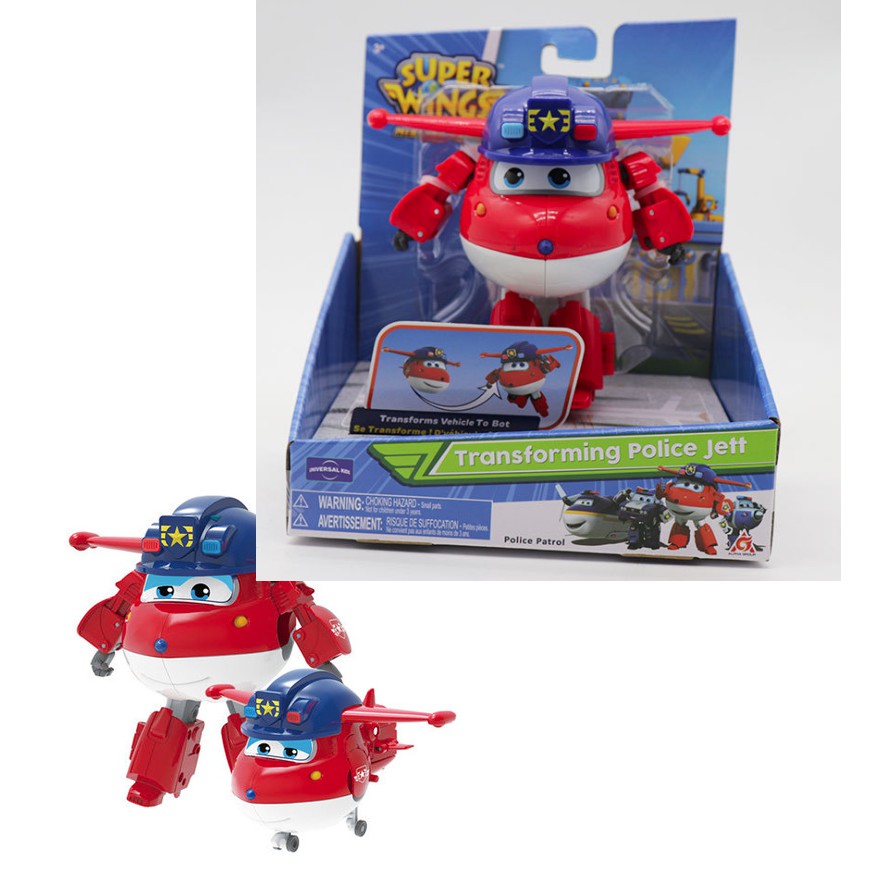 Super Wings đồ chơi trẻ em Robot biến hình máy bay cỡ lớn - Jett Team Cảnh Sát