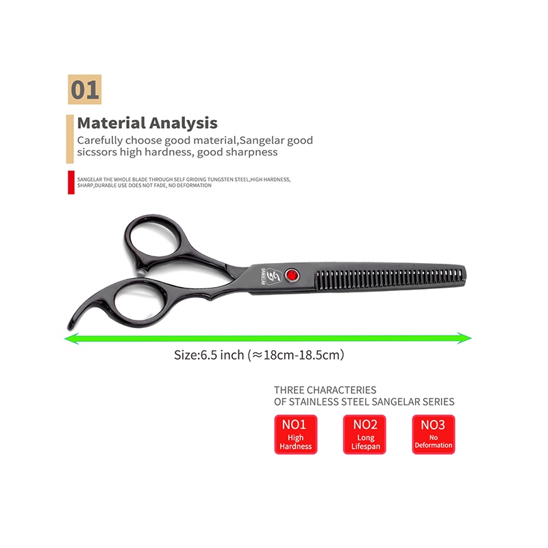 Kéo Cắt Tỉa Lông Thú Cưng 6.5 inch 20-35% Bằng Len Màu Tím / Đen