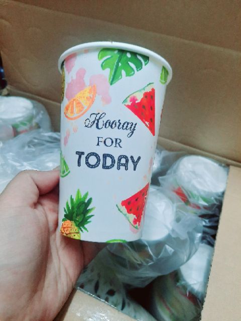 100 Ly Giấy 16oz(500ml) kèm Nắp