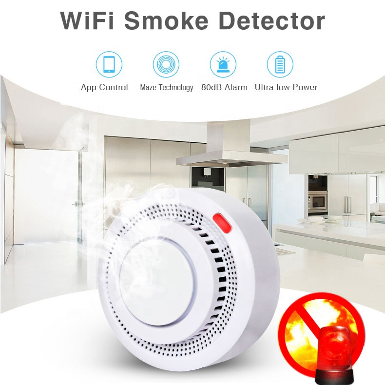 Cảm biến khói thông minh Tuya Wifi và Tuya Zigbeeđầu báo cực nhạy - iohome