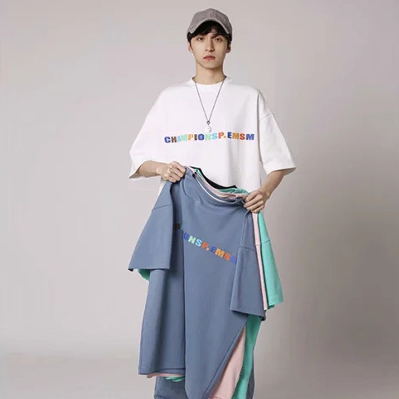 Áo thun ngắn tay  Summer couples are simple and fashionable, all-match British style, easy to match with short sleeve T-shirt  Oversized short sleeve T-shirt  size  S-5XL