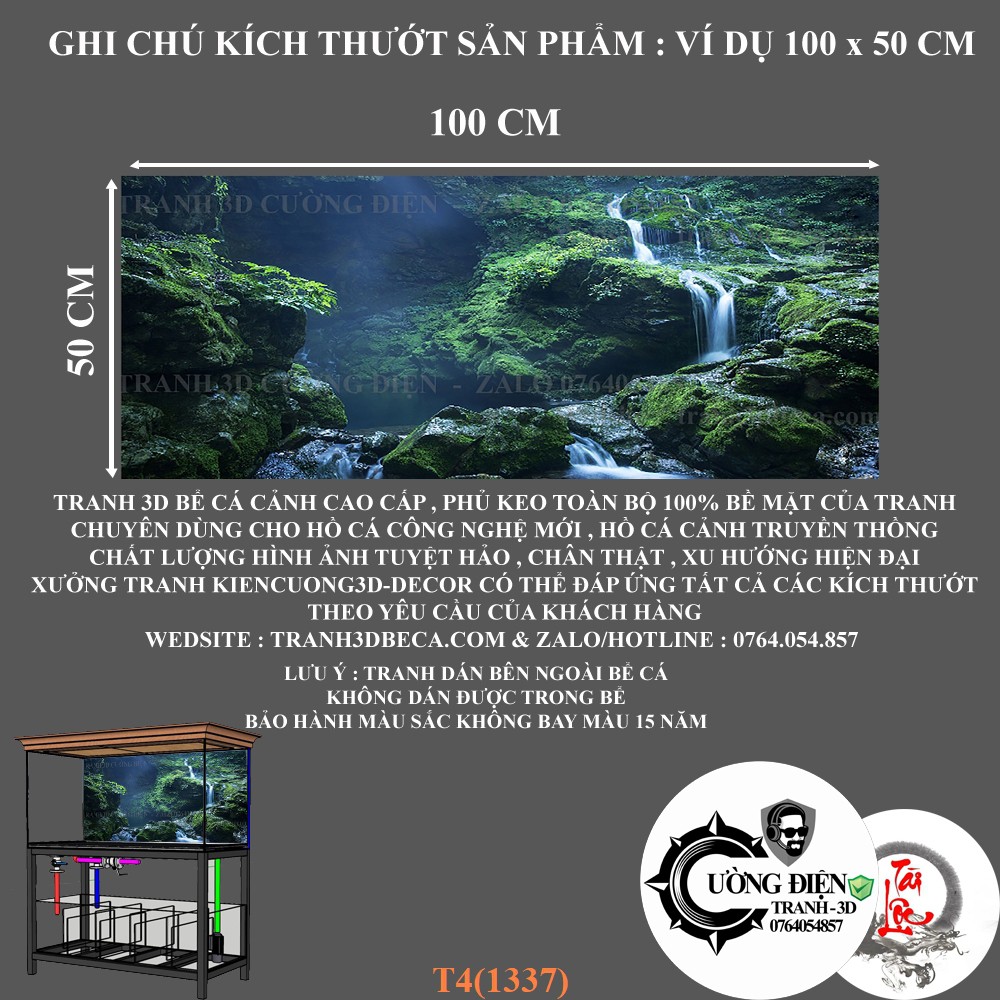 Tranh dán bể cá 3d nhiều kích thướt