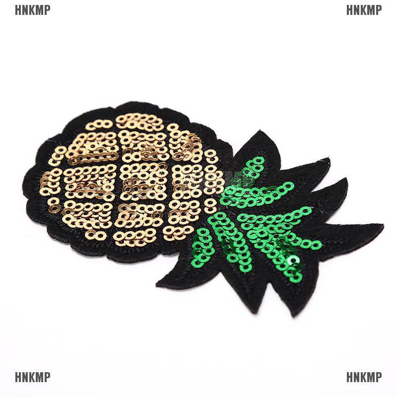 Sticker ủi thêu hình quả dứa đính sequin lấp lánh 4.6 * 8cm