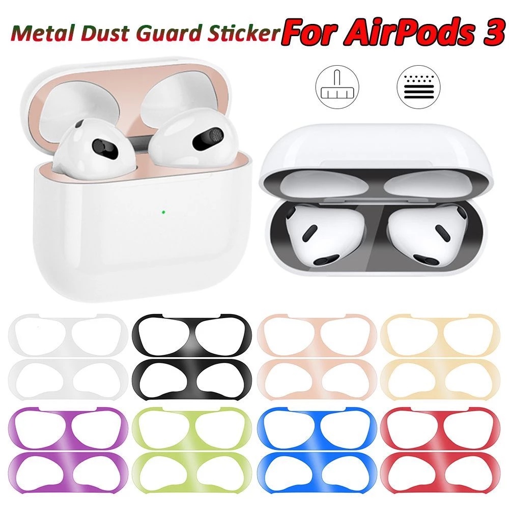 Miếng dán mạ điện kim loại bảo vệ hộp sạc tai nghe thích hợp cho Airpods 3