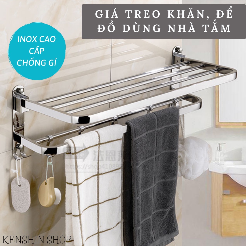 Giá treo khăn nhà tắm inox không gỉ, kệ để đồ dùng nhà tắm đa năng KENSHIN SHOP