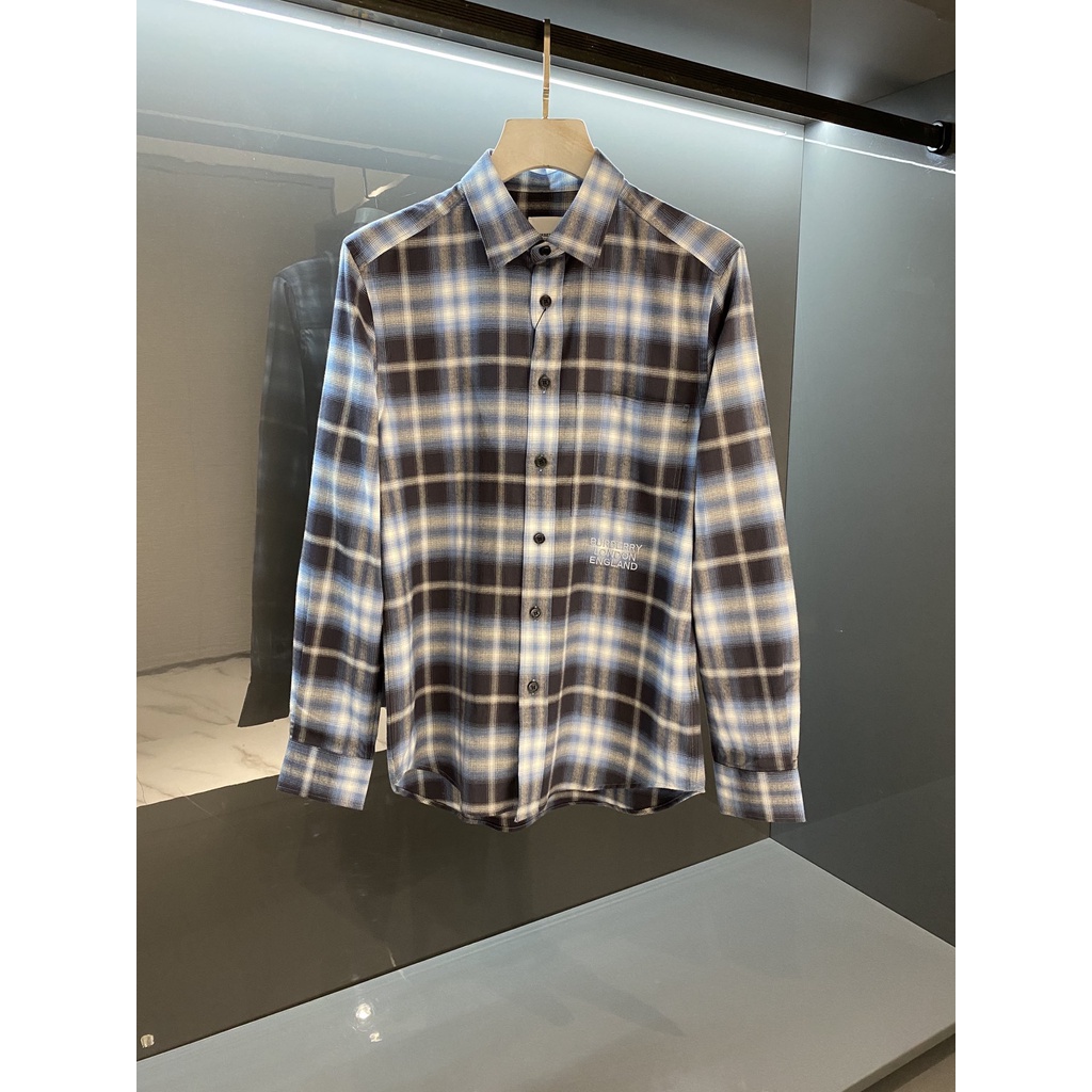 Áo sơ mi nam cao cấp Burberry BBR thiết kế trẻ trung với họa tiết caro kinh điển, bắt mắt