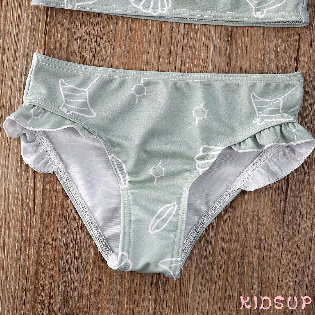 Bộ đồ bơi bikini 2 mảnh phối bèo thời trang mùa hè cho bé gái