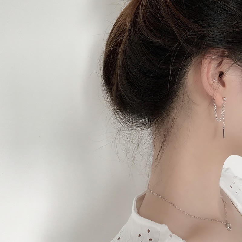 Khuyên tai bạc Ý s925 thả dài E4377 - AROCH Jewelry