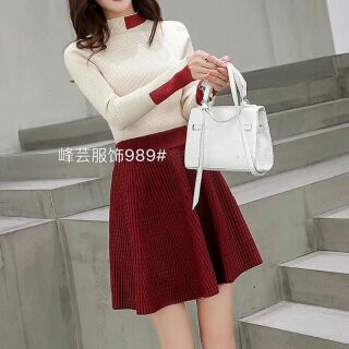 Chân váy len xòe ngắn QC sẵn 3 màu